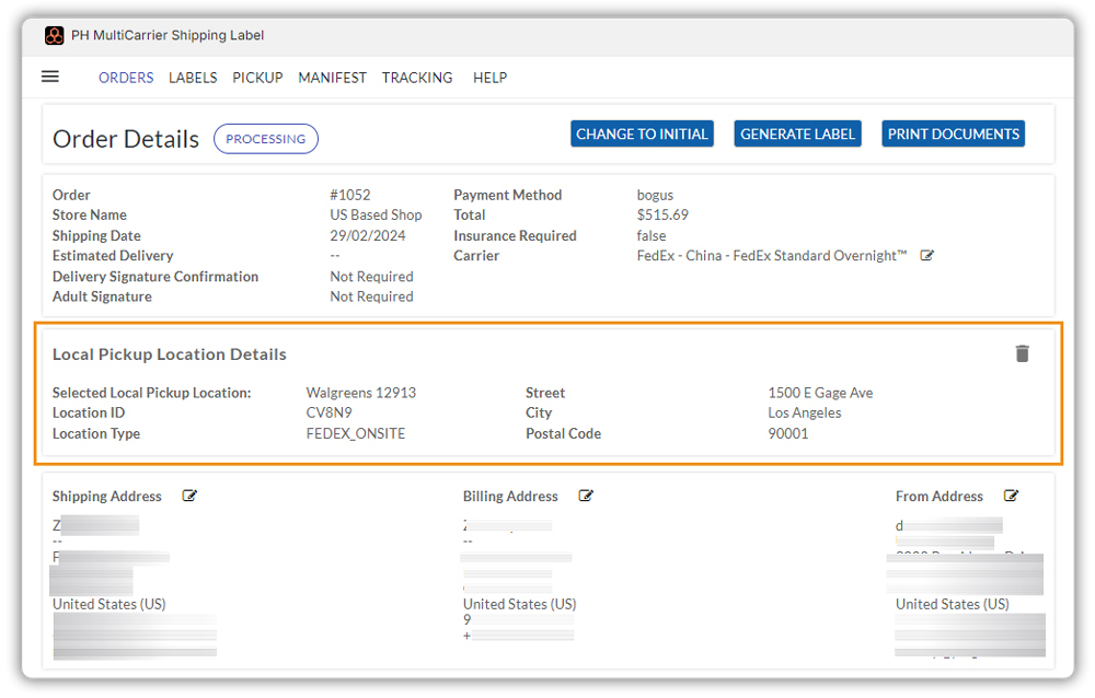 fedex local pickup details