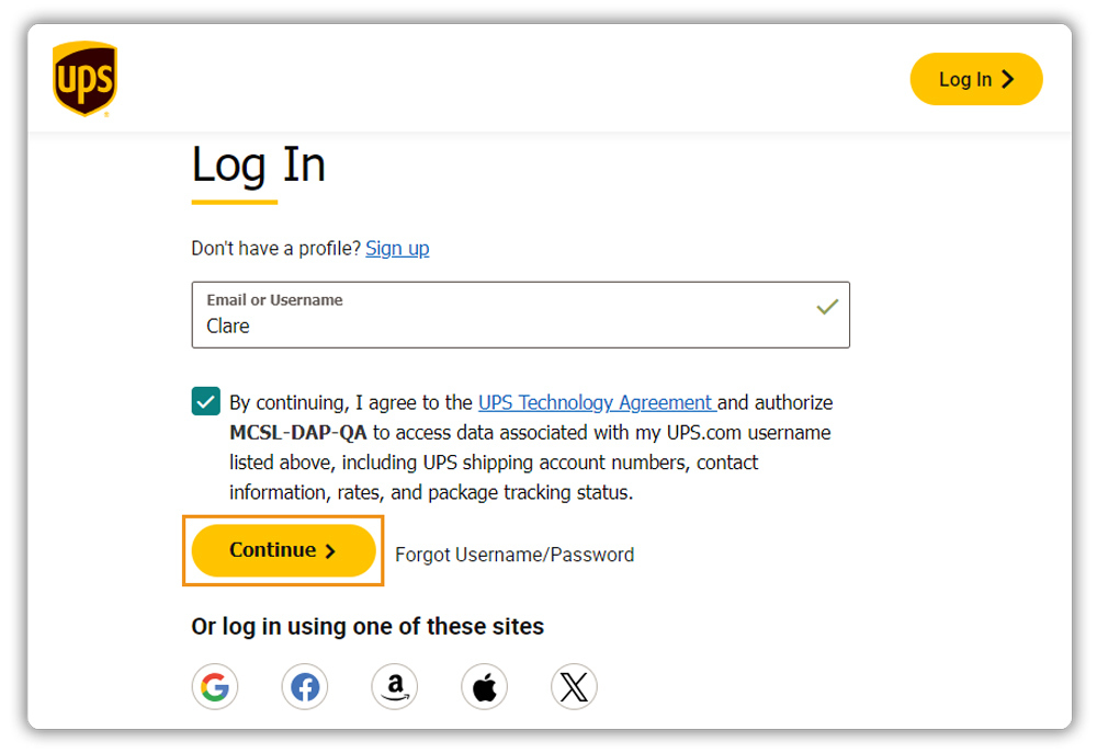 ups login