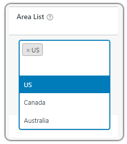 shipping area list