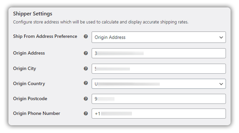 shipper settings