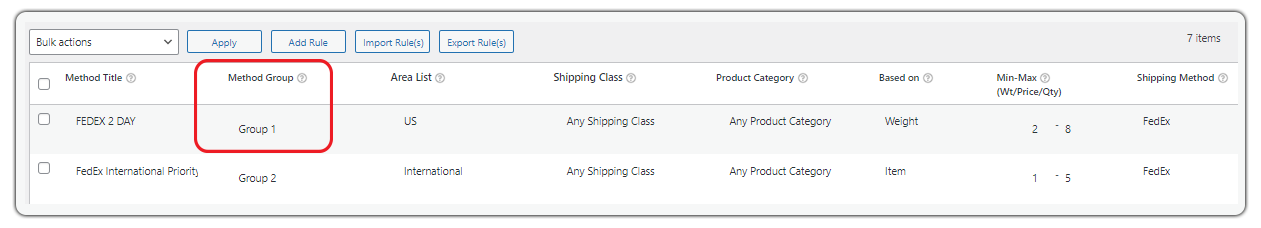 shipping method