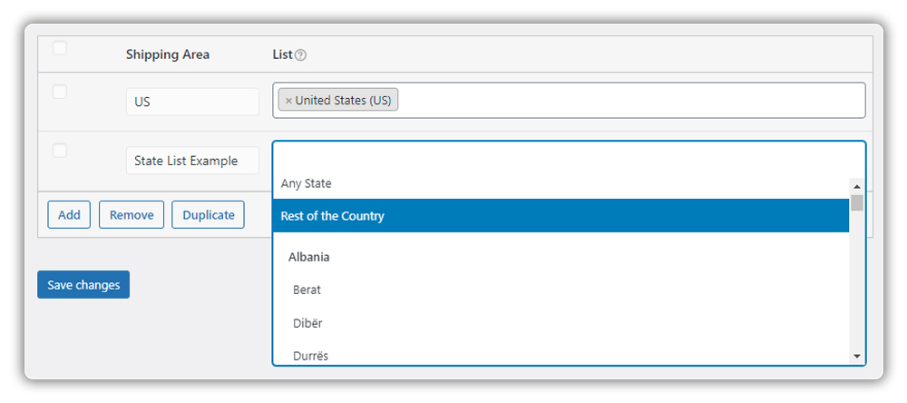 shipping state list