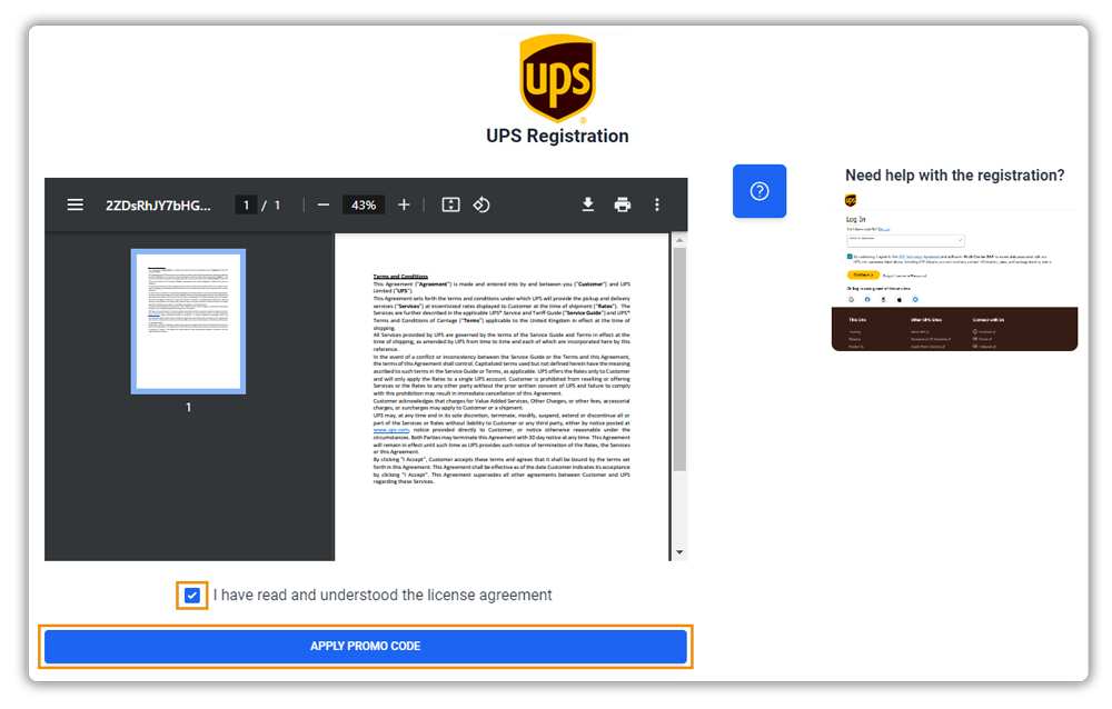 ups license agreement