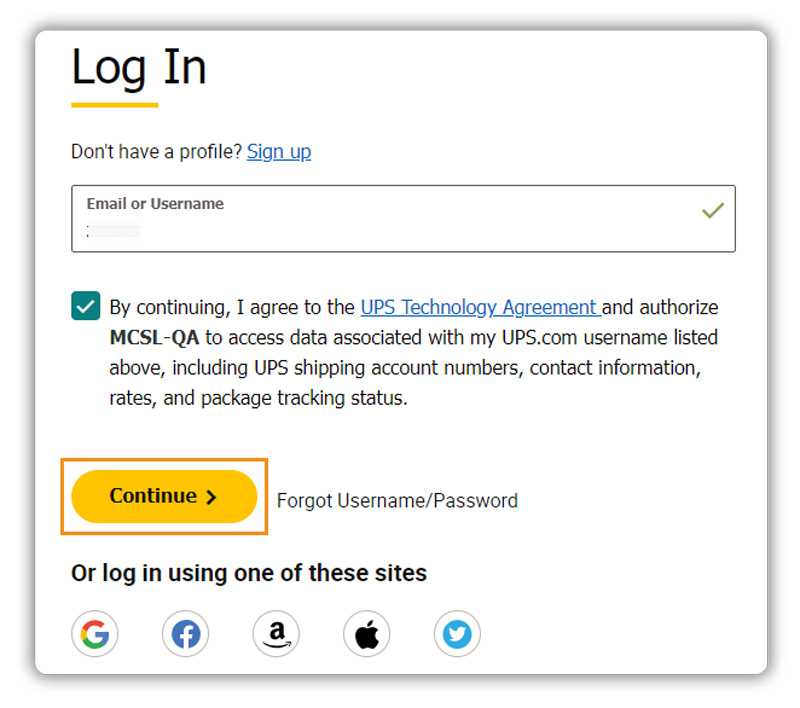 ups login