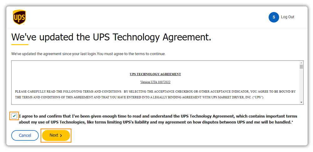 ups technology agreement