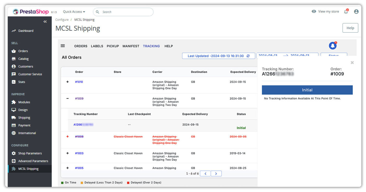 amazon shipping tracking on your prestashop store