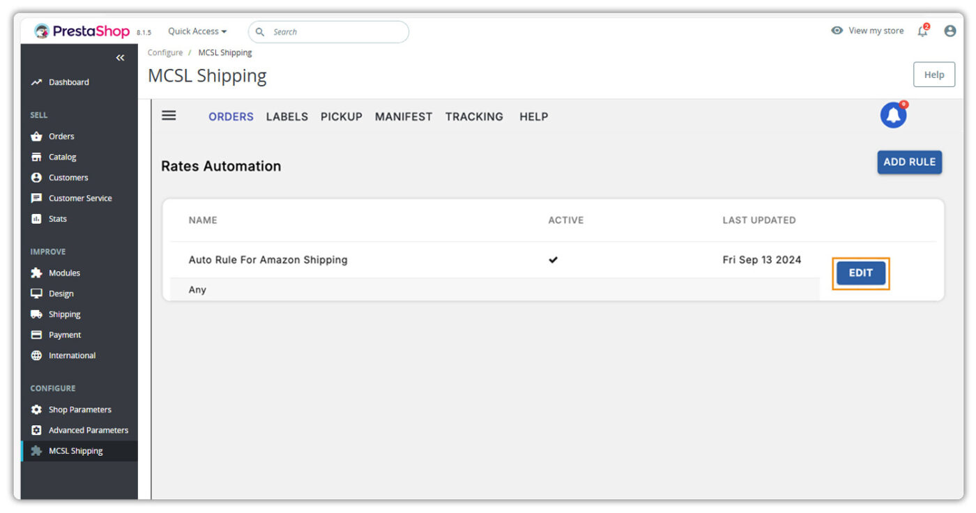 Edit Rate Automation