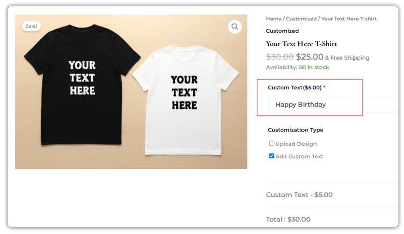customize tshirt with personal text
