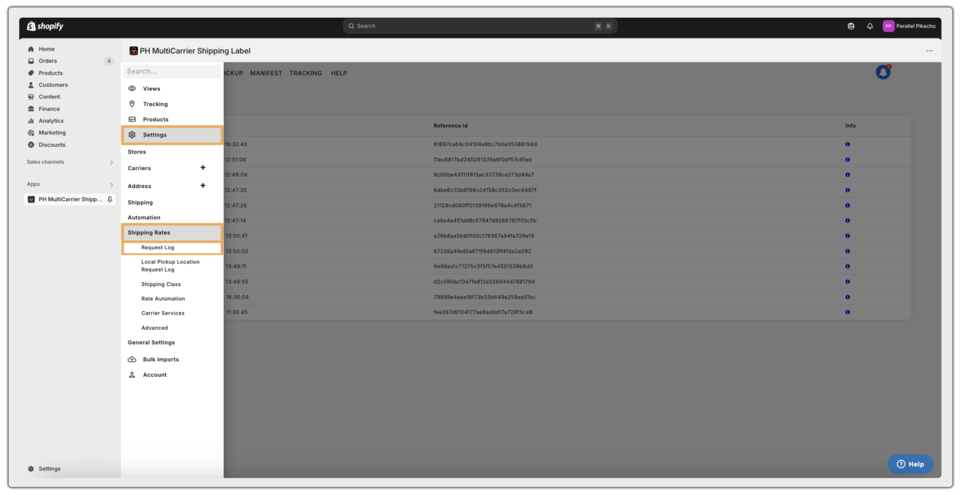 request log