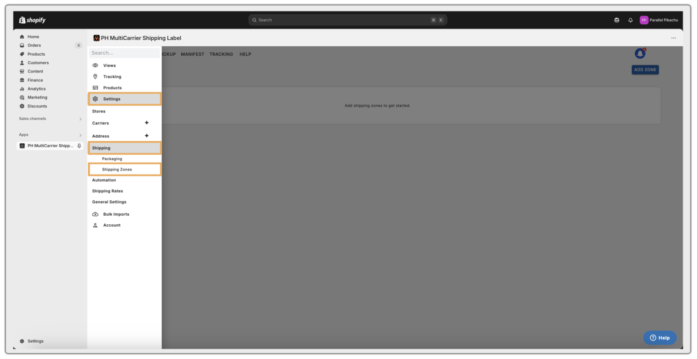 add shipping zone