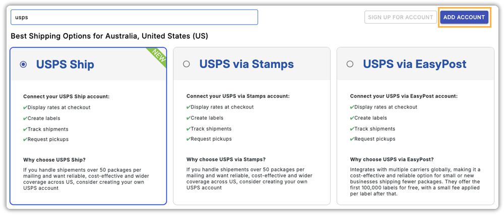 add usps account