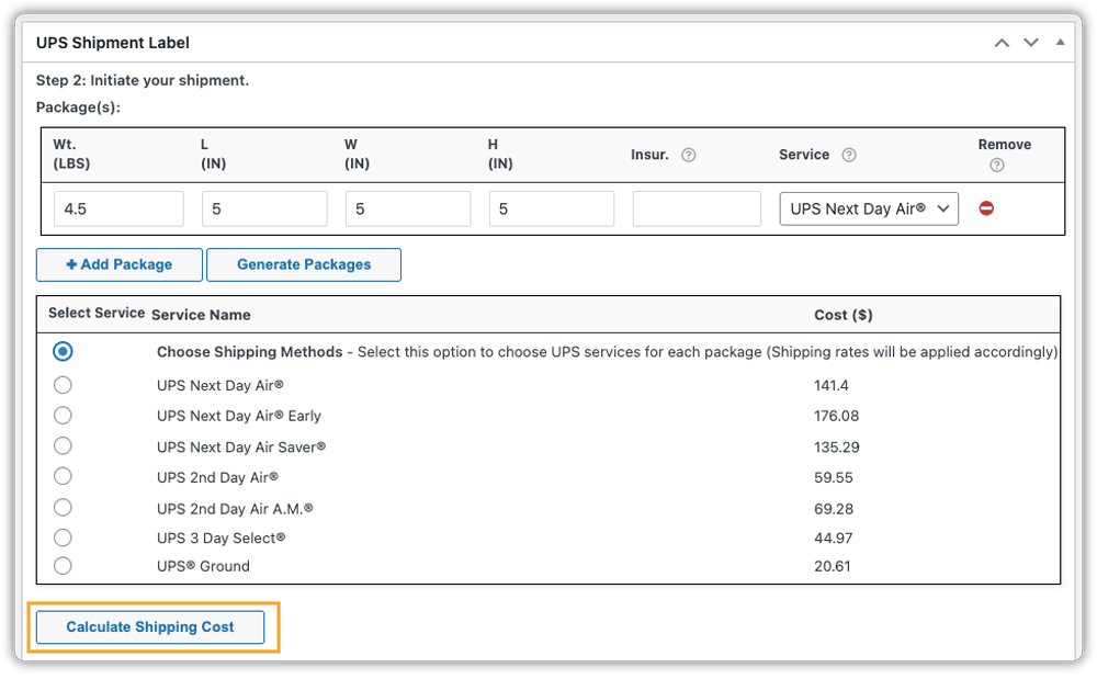 calculate ups shipping cost
