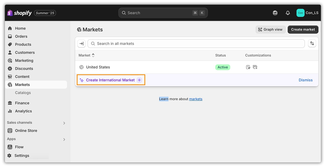 shopify international market