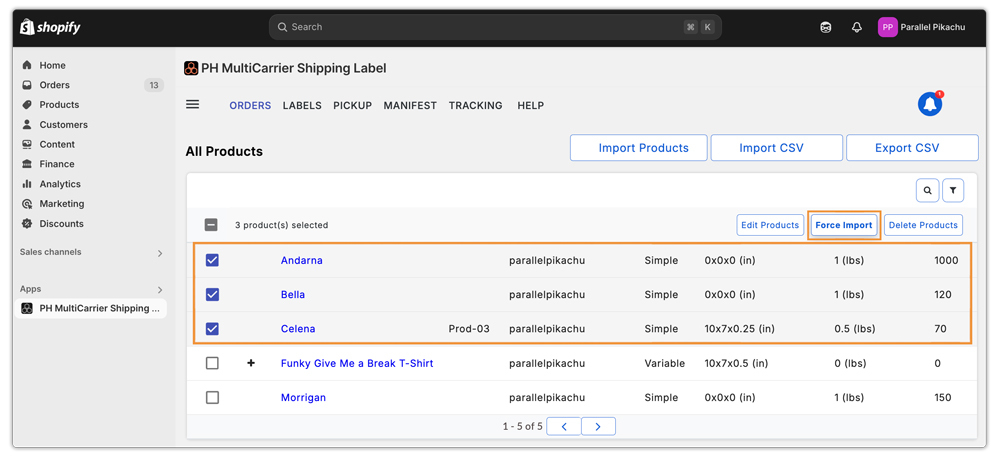 Force Import Product