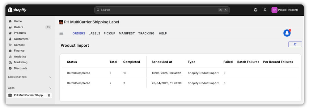 Bulk Import Page