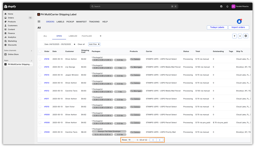 Order Rows and Pagination