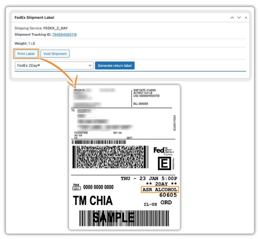 fedex label printing
