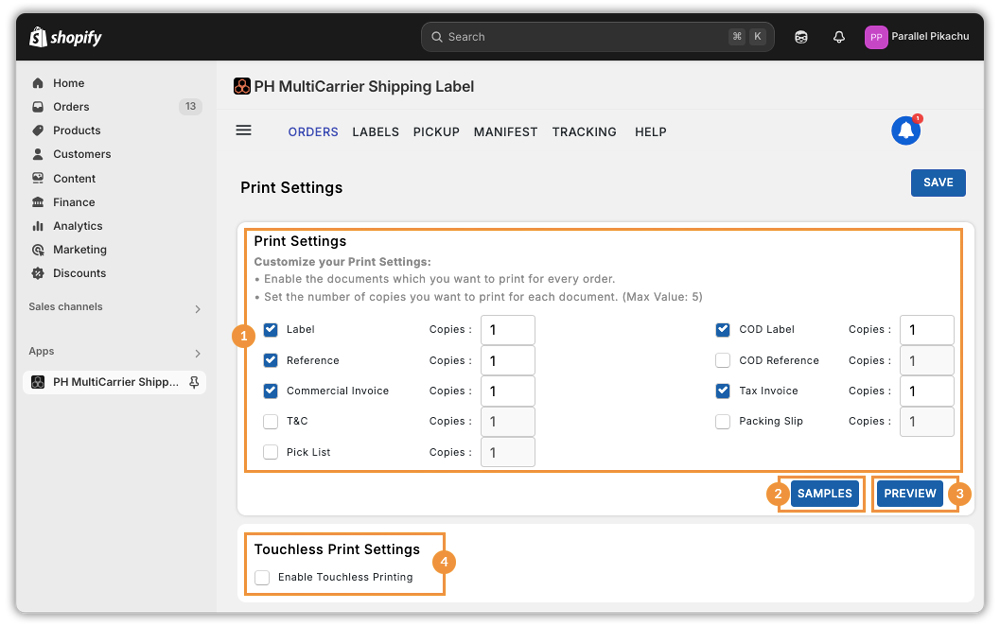 Document Print Settings