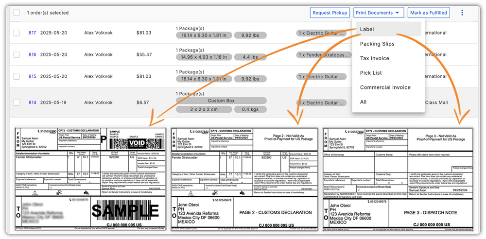 usps shipping labels
