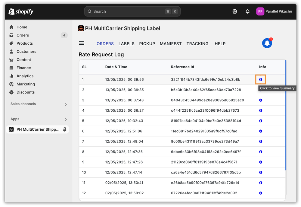 Accessing Specific Rate Logs