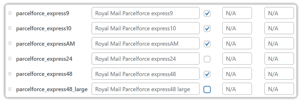 royal mail domestic shipping options