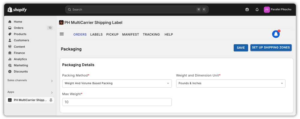 Weight- and Volume-based Packing