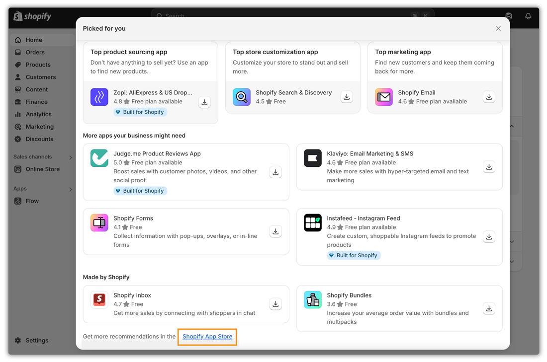 shopify app store