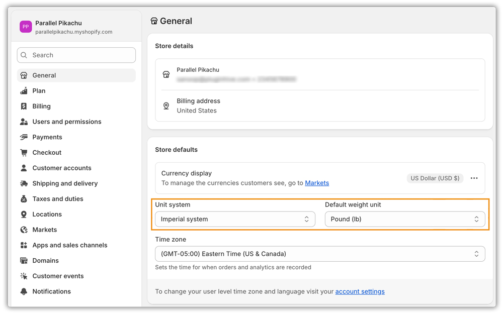 shopify store settings