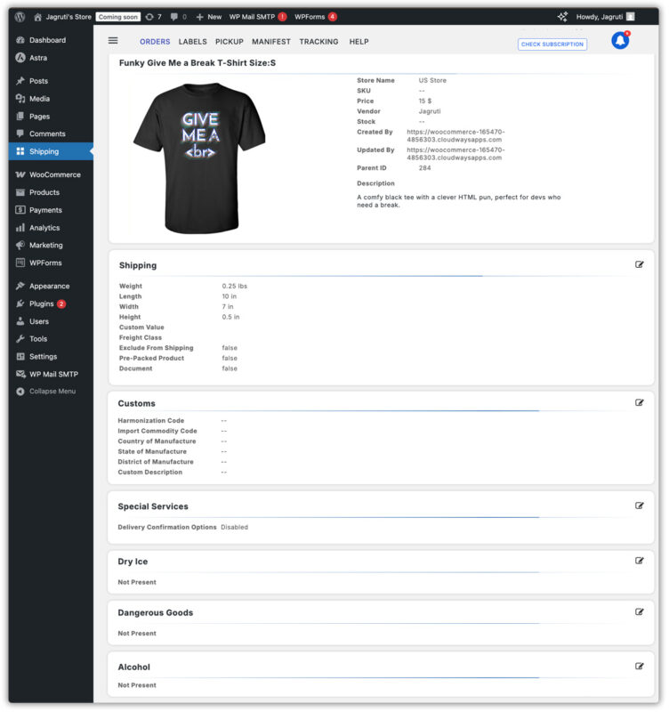 product detail page