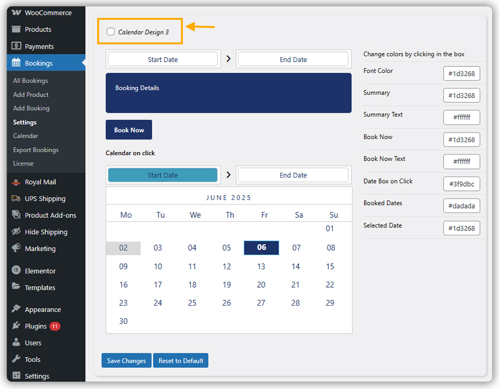 booking calendar design