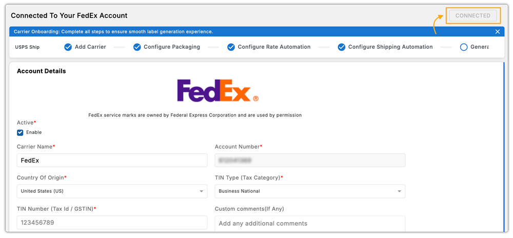 connect fedex account