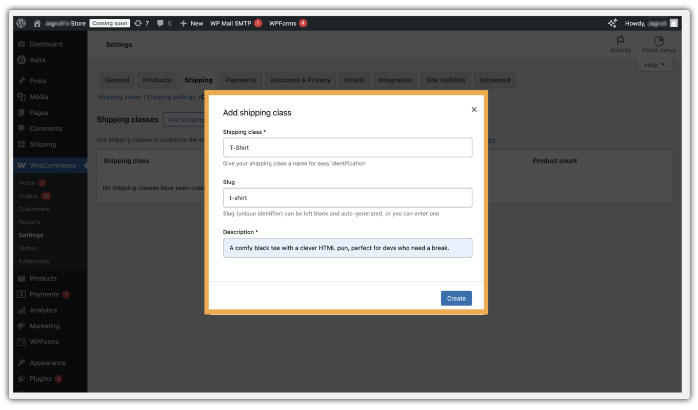 woo add shipping class