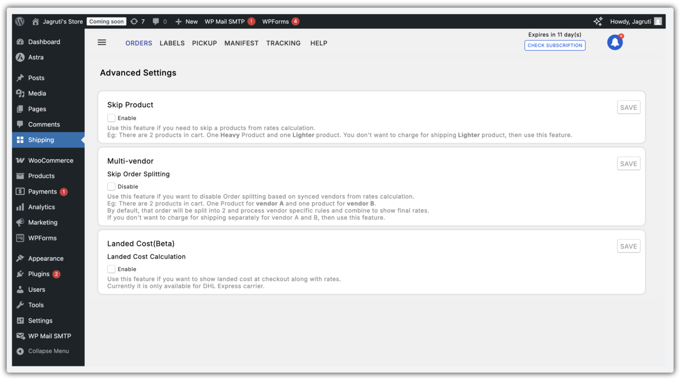 advanced settings