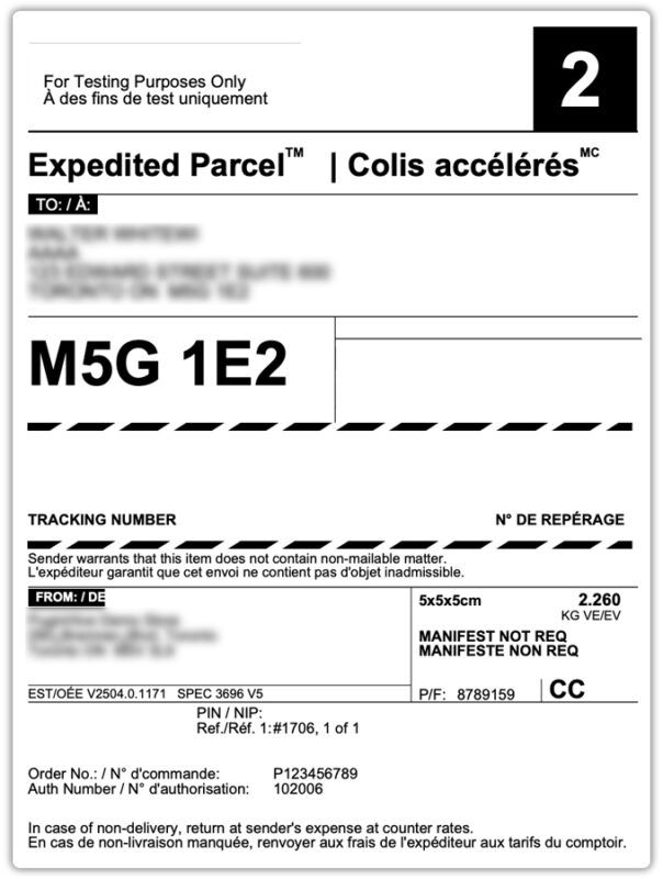 canada post label