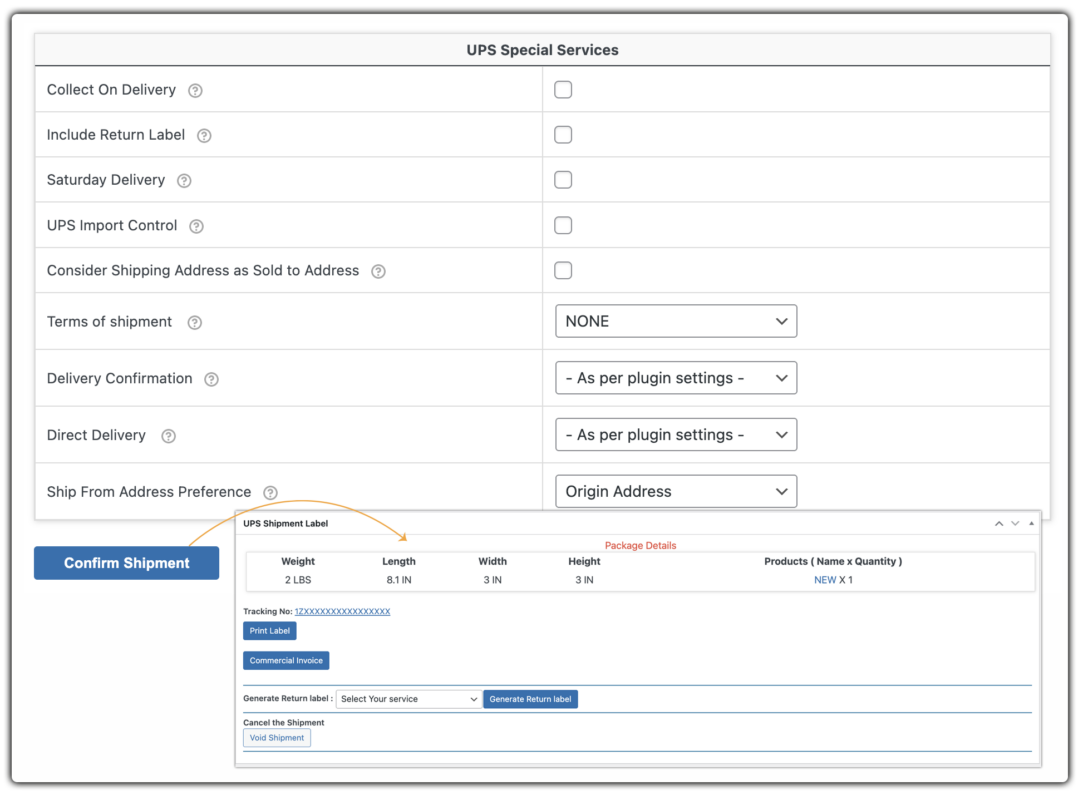 confirm ups shipments