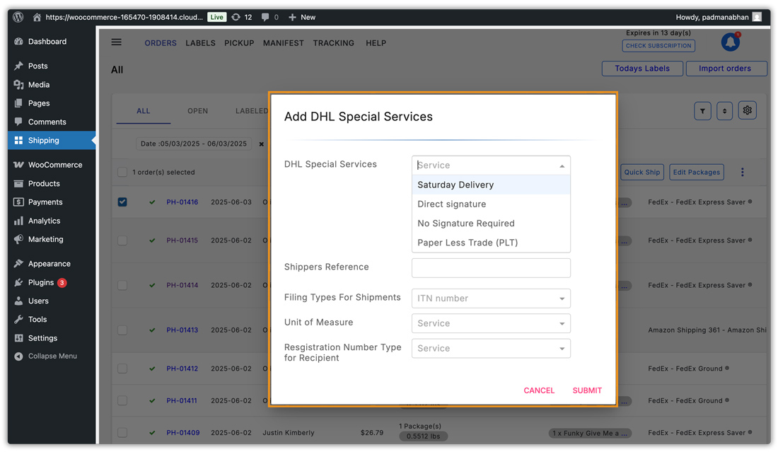 dhl special features