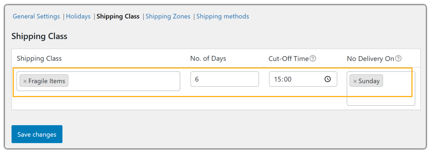 Set Product-Specific Delivery Dates