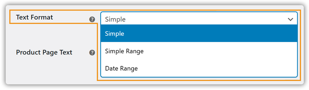 estimated delivery date - text format