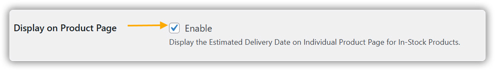 Delivery Dates Settings for Product Pages