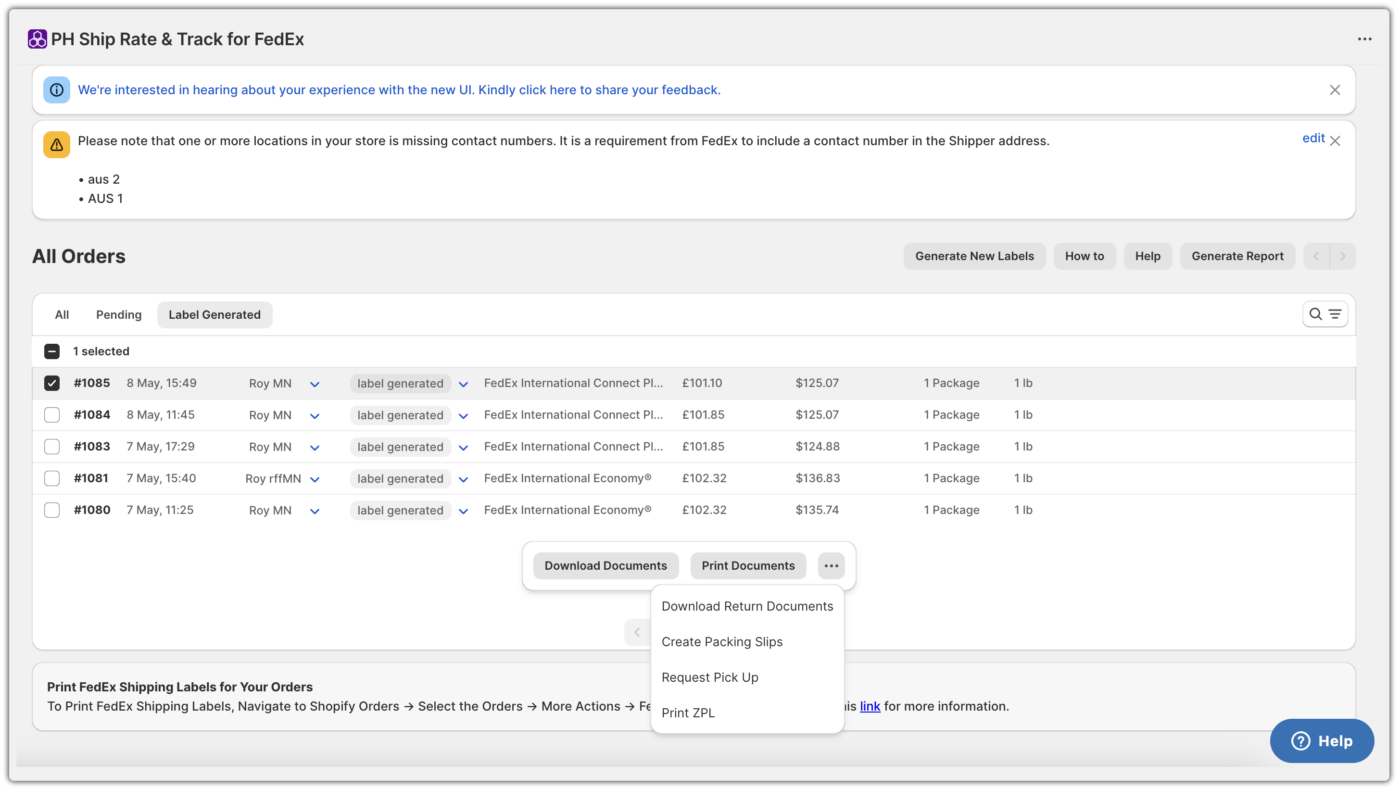 shopify fedex shipping