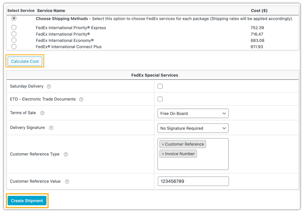 Create Shipment For International Order