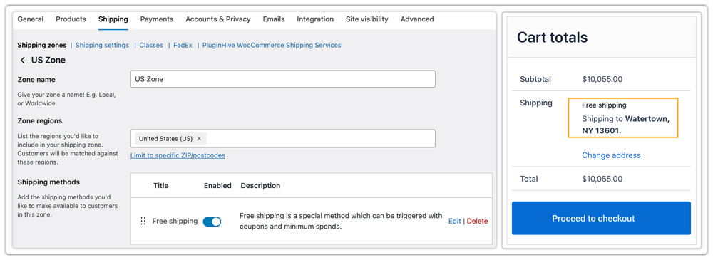 free shipping in woocommerce