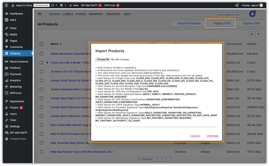 import products csv