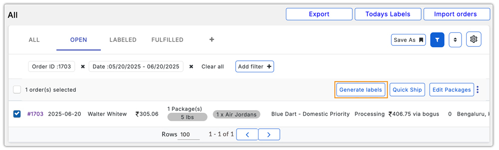 blue dart orders