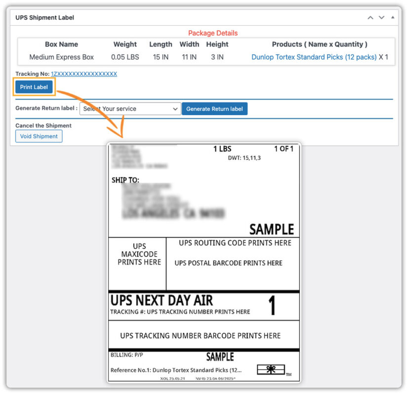 print ups shipping label
