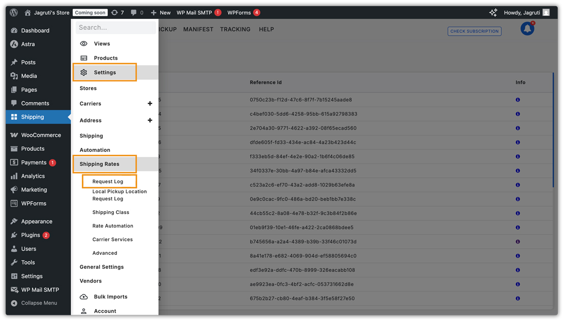 rate request log path