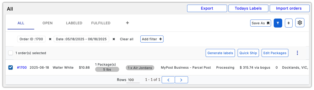 shopify orders