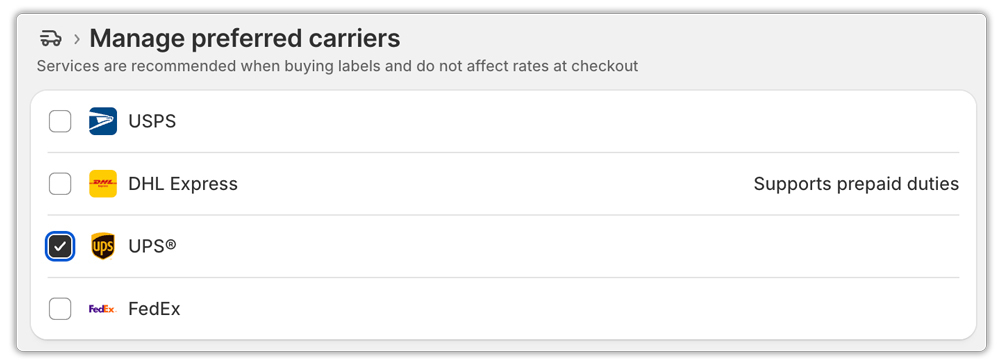 shopify shipping carrier