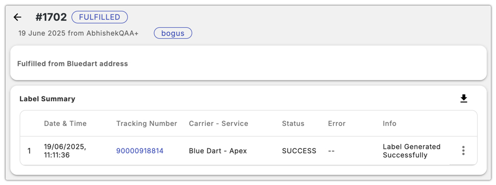 blue dart tracking number