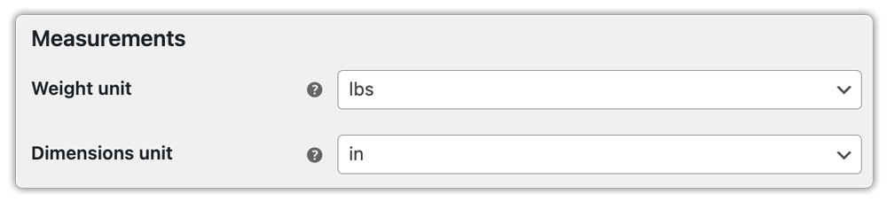 weight and dimension setting